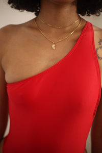 Isola One Shoulder One Peice // Red